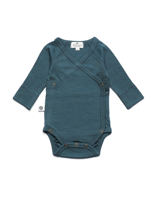 Wollen Overslagromper lange mouw | Merinowol | Orion Blue | Lille Barn