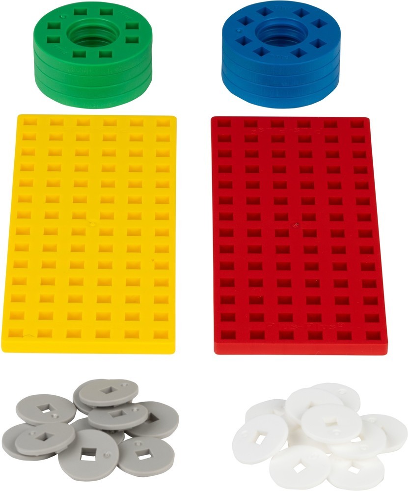 Plus-Plus | Bouwplaat & wielen | Geel/rood (26 stuks)