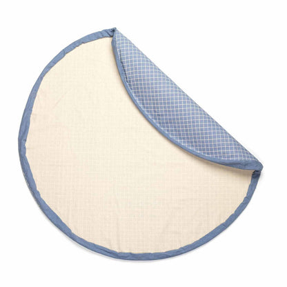 Play&Go | Speel- & Opbergkeed | Organic Cotton Blue met Rasterpatroon