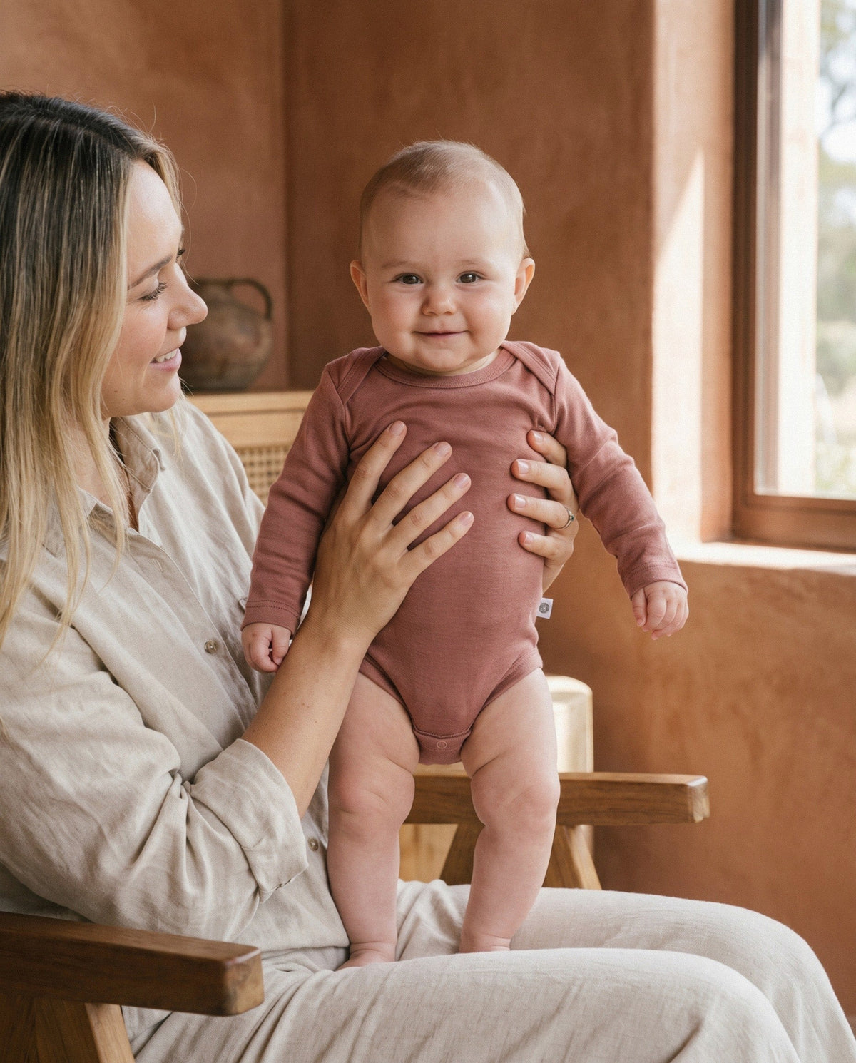 Wollen romper lange mouwen | Cedar Wood | Lille Barn - sfeerfoto