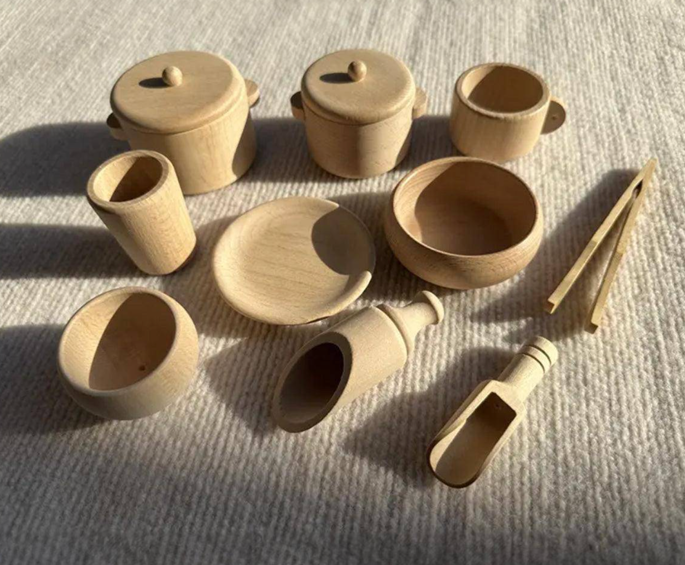 Houten Kook- & Eetset | Montessori | Open Einde speelgoed