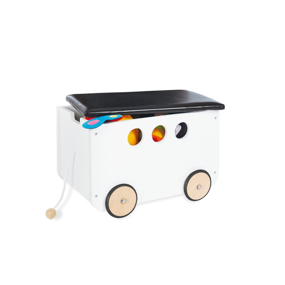 Pinolino Speelgoedkist Jim | Op wielen, wit & zwart design