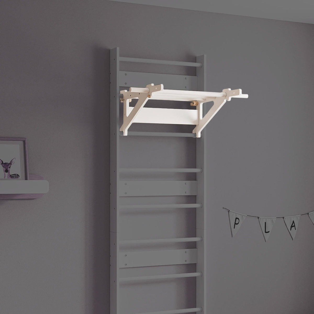 EVERGYM Wooden Pull-Up Bar for Wall Bars