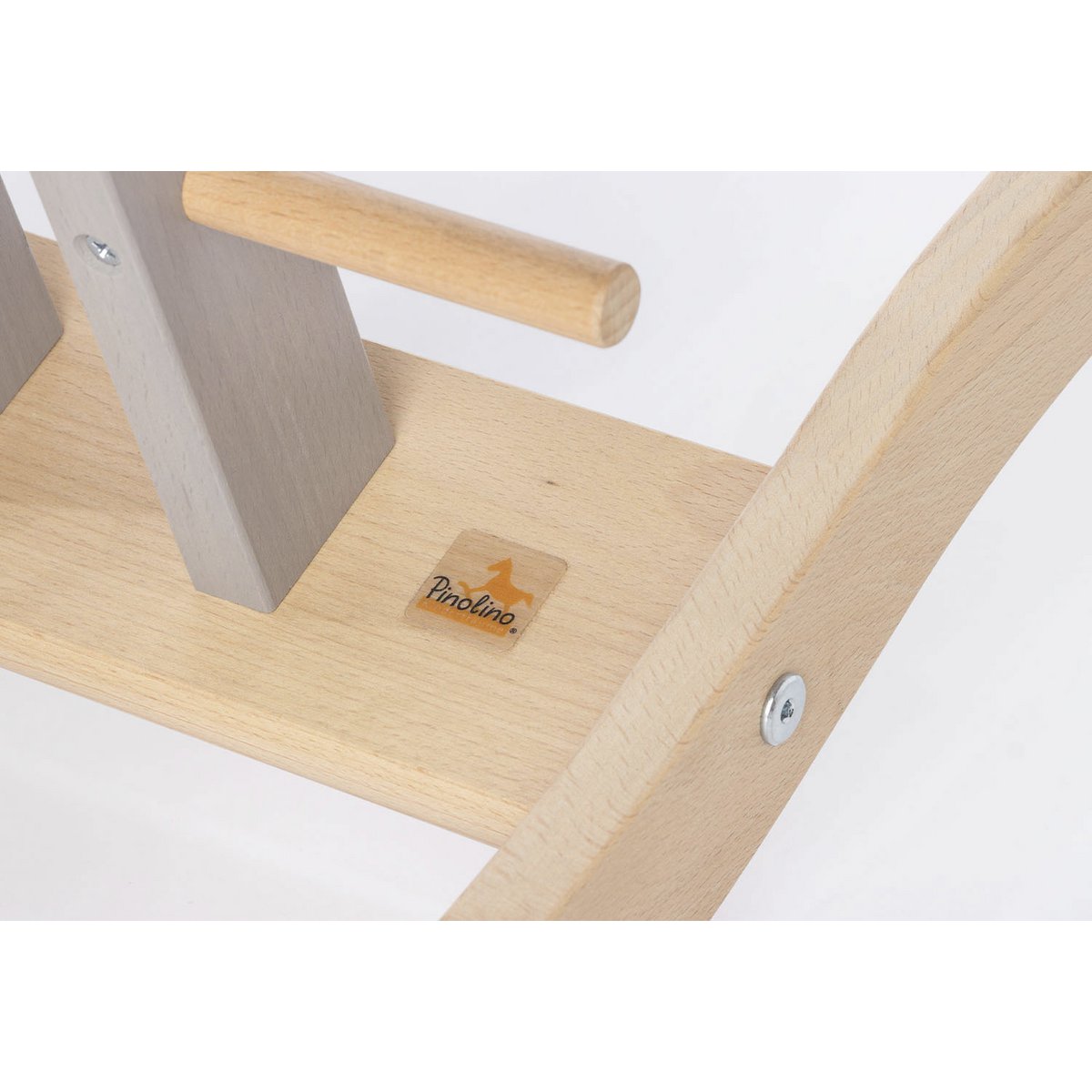 Pinolino Hobbelpaard | Massief hout met ring, grijs/naturel