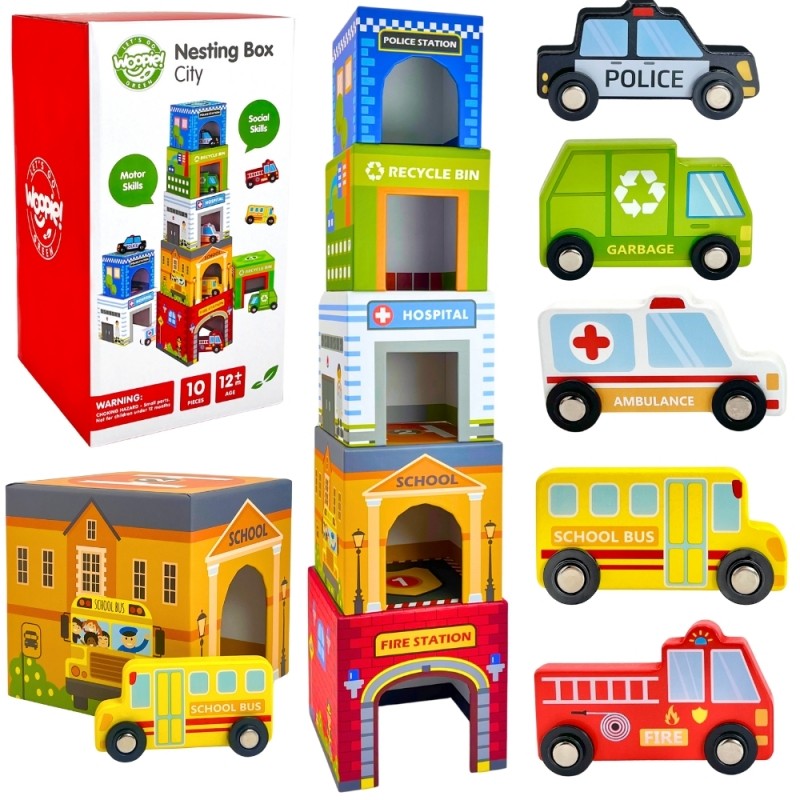 City Vehicles in Boxes Puzzle Cubes