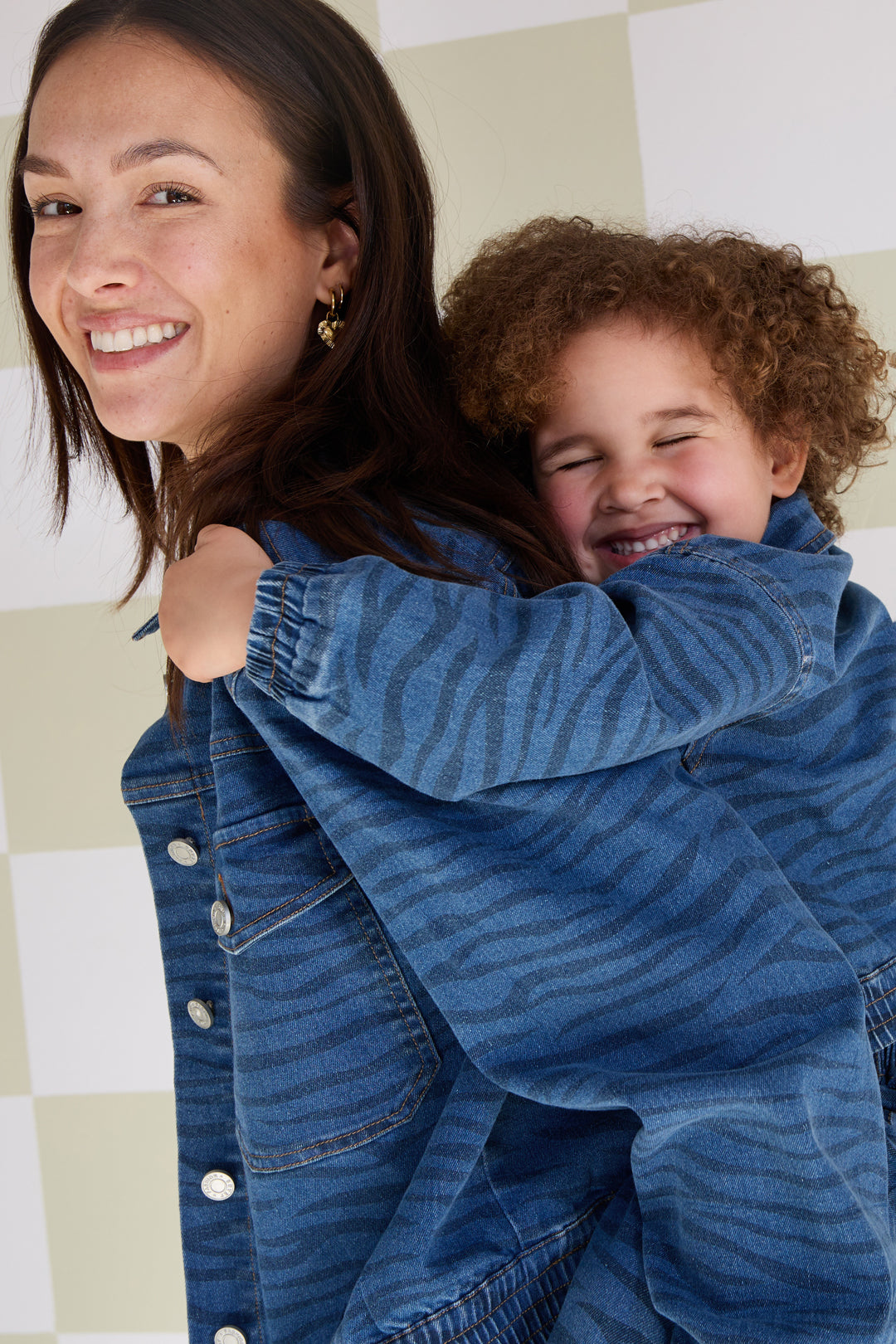 Denim Vrouwen Jas Kort Tiger Stripe Patroon