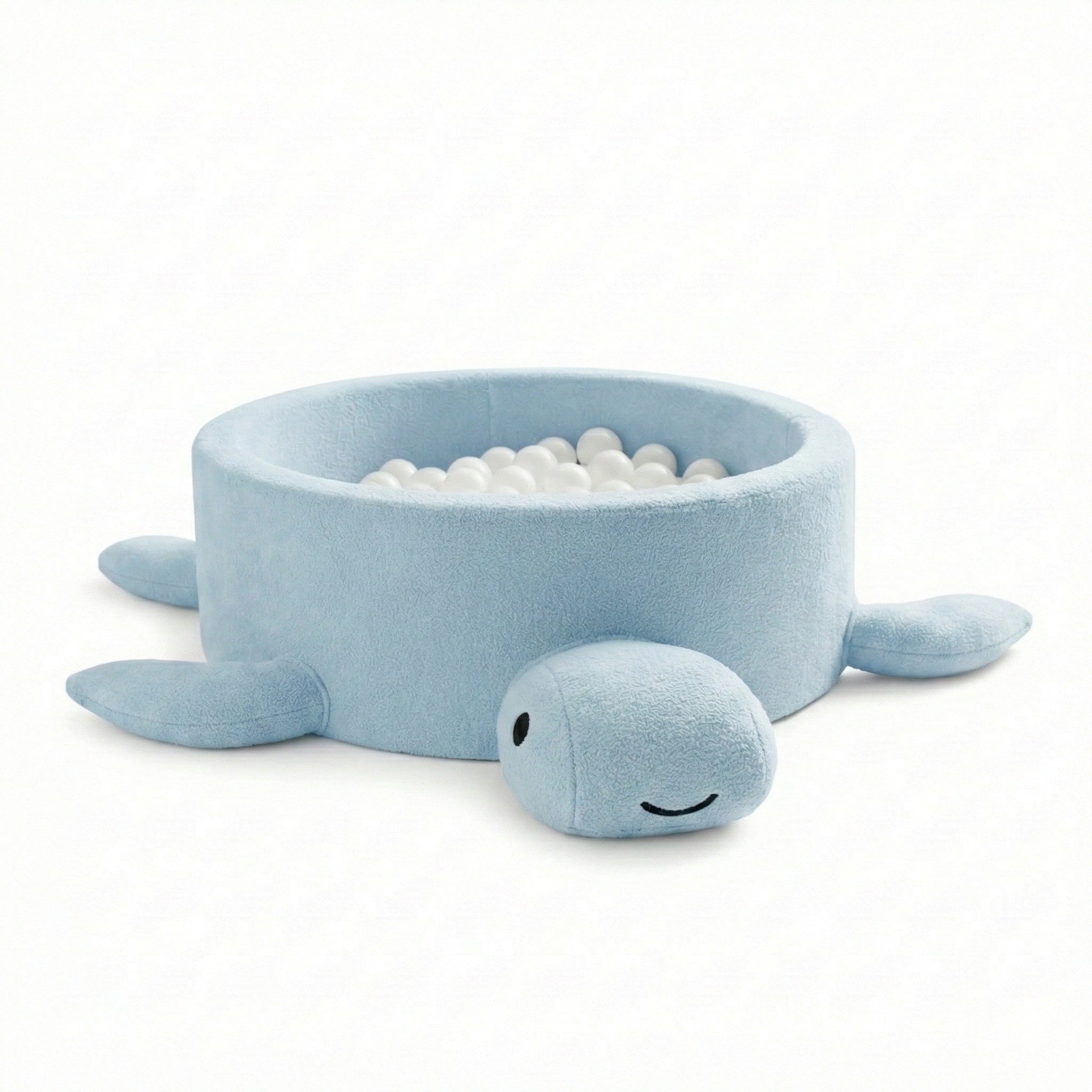 Foam Baby Ball Pit Without Balls - Turtle Dusty Ice Blue Boucle