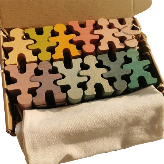 Montessori Houten Poppetjes | Open Einde speelgoed | Pastel 24 stuks