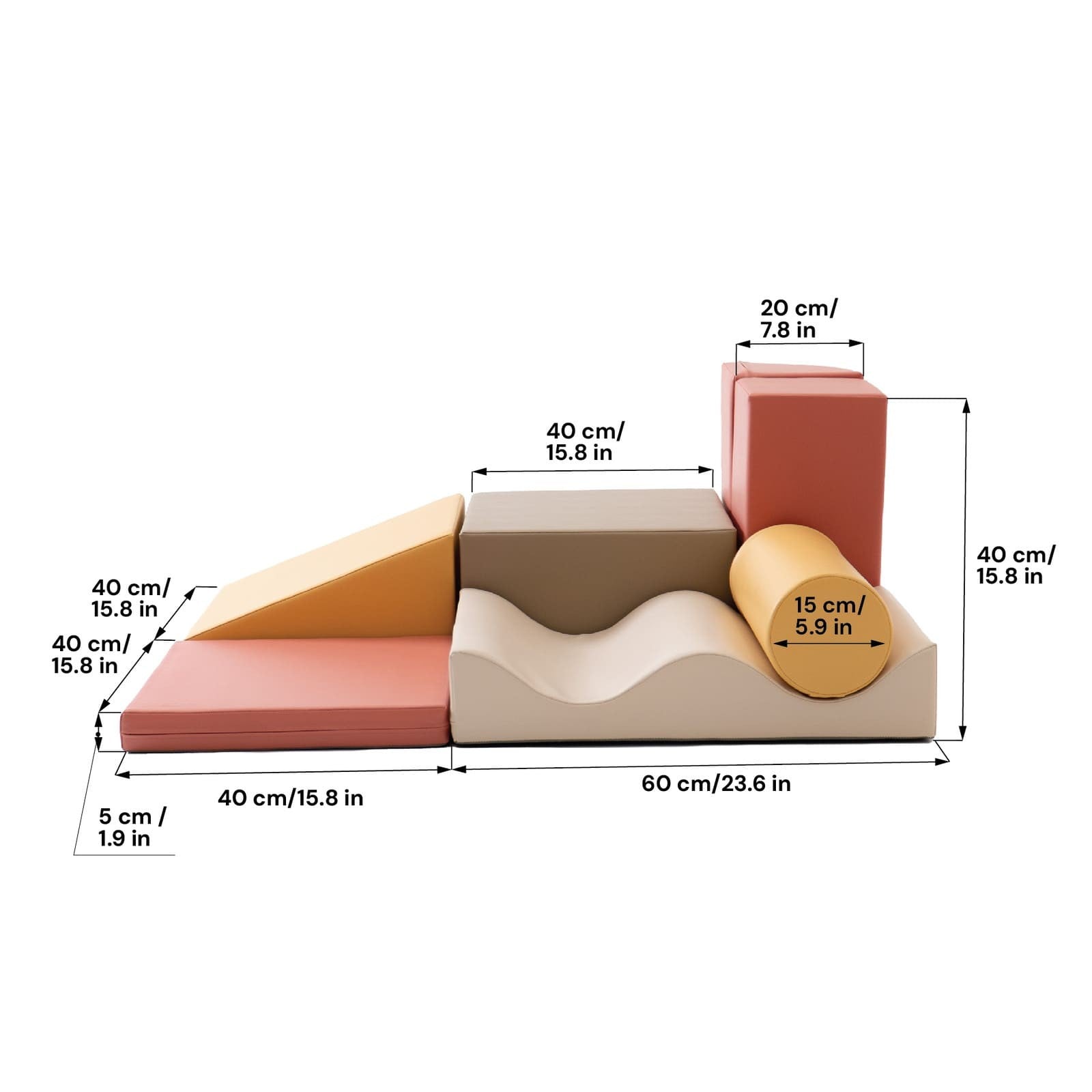Soft Play 7 Foam Block Set - Pastel Pink Discoverer