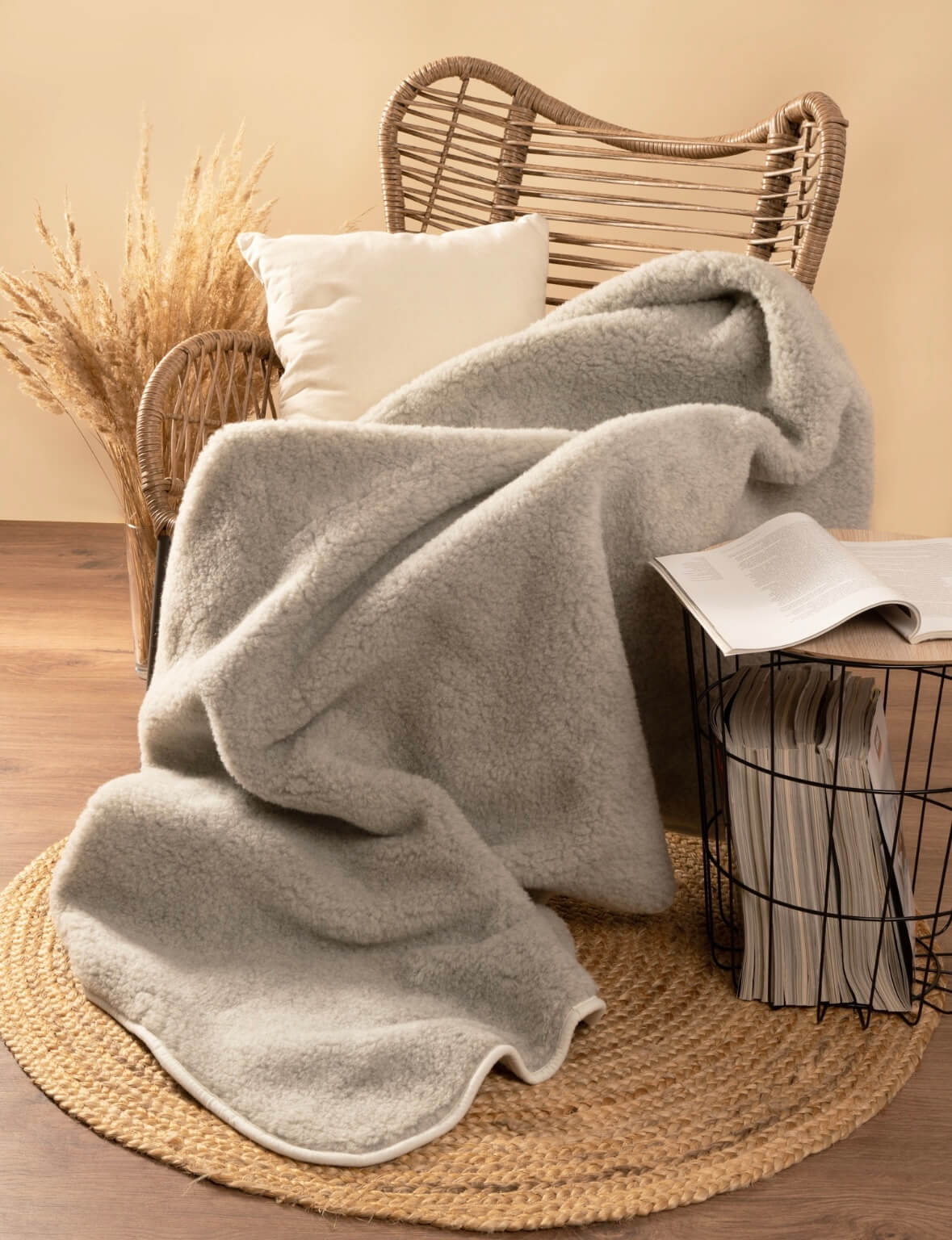 Wollen woondeken | 140x200 | 100% Merinowol | Lichtgrijs
