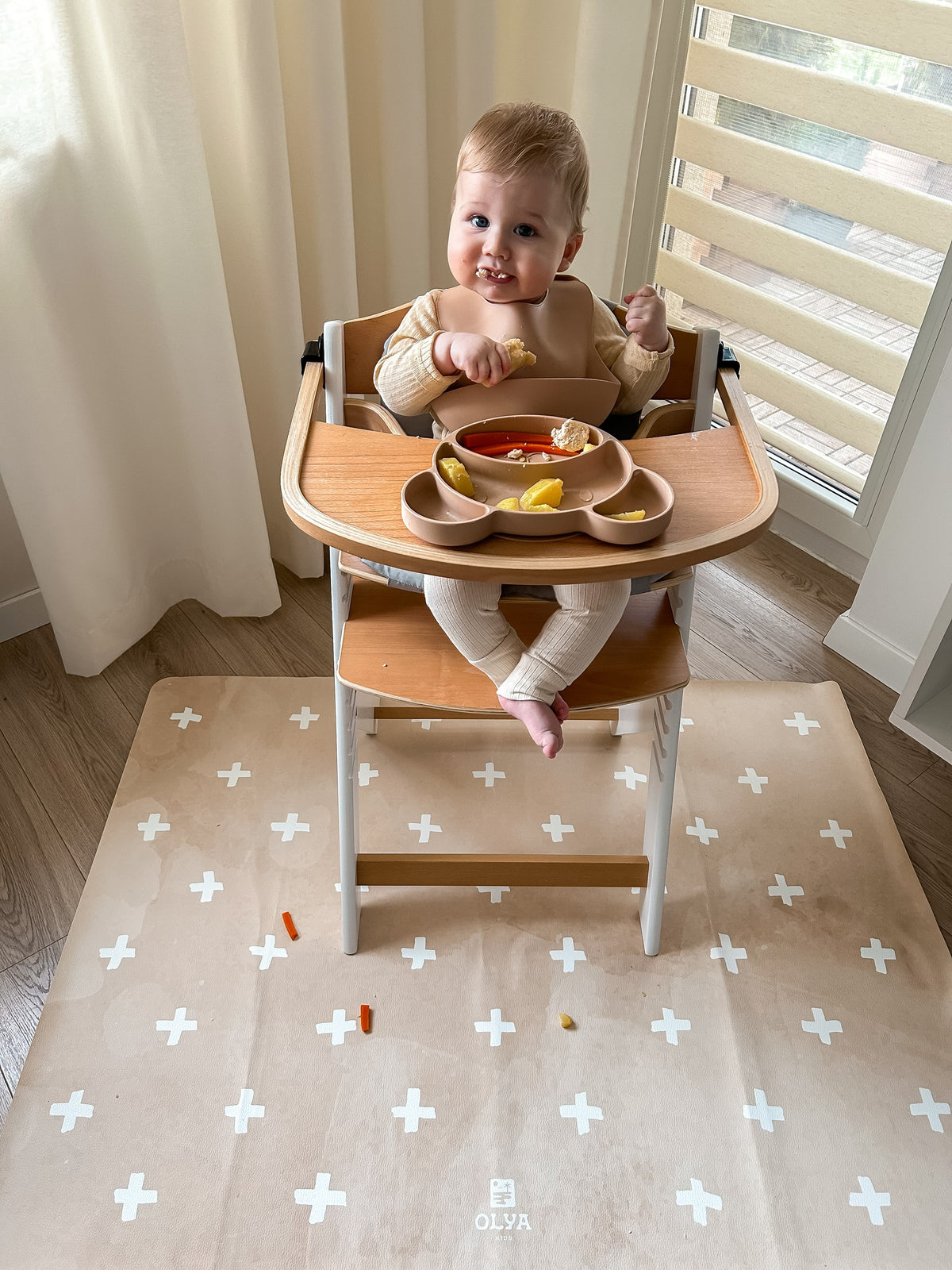 Kids Mealtime Floor Mat, Non-Slip & Waterproof - Cross Sand