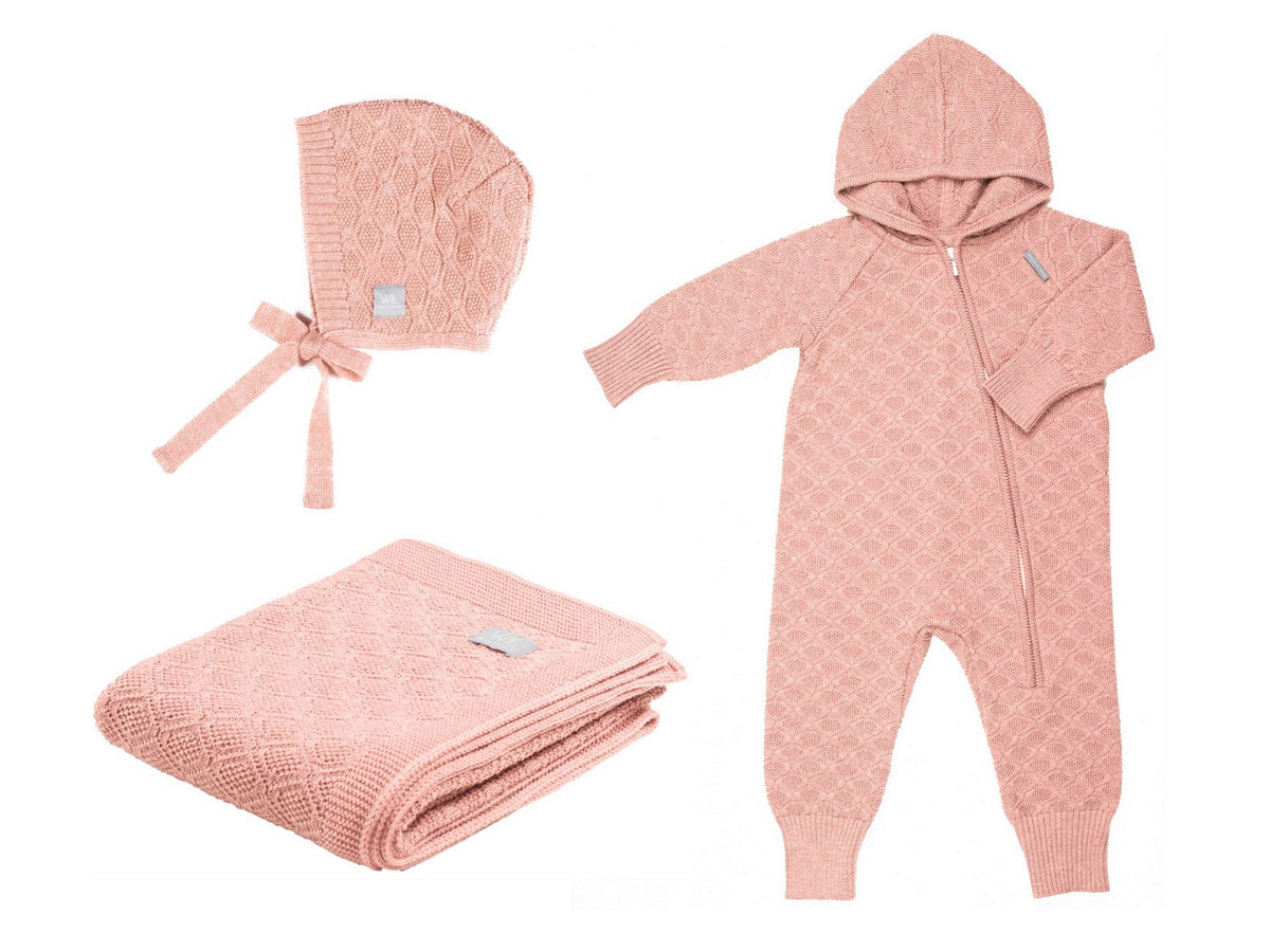 HAPPINESS Gift Set For Baby - Blanket, Romper and Bonnet