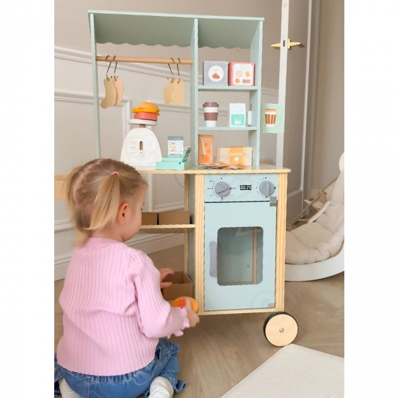 Large Multifunctional Wooden Food Truck Stand, 73 pcs