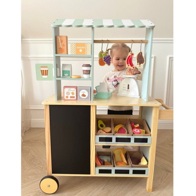 Large Multifunctional Wooden Food Truck Stand, 73 pcs
