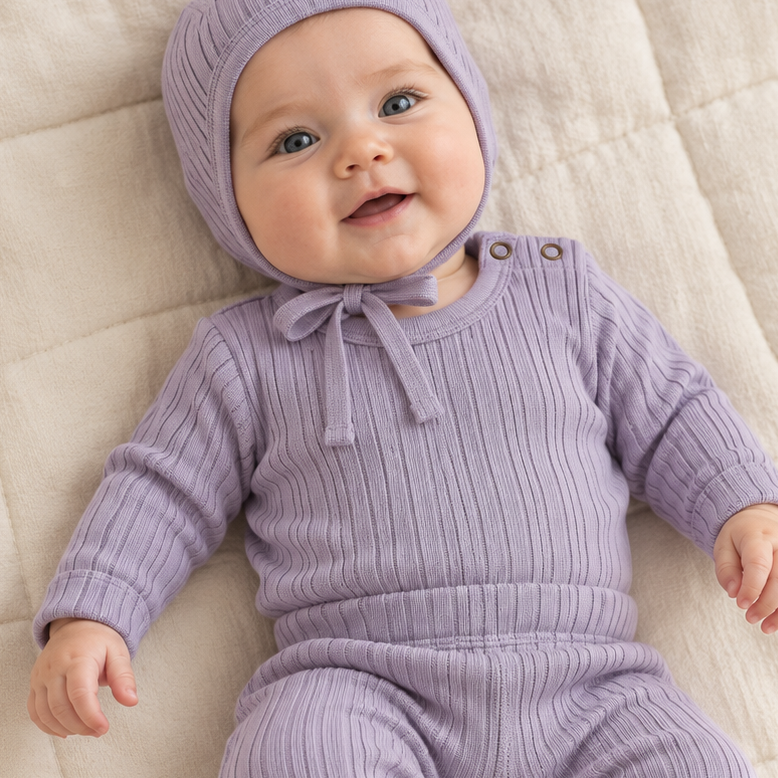Lavender Frost | Driedelig wollen ribsetje | Merinowol | Lille Barn