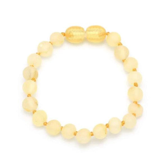 Baby/Kind | Barnsteen armbandje | Ronde kraaltjes | Ruw | 14cm | Citroen | Lille Barn