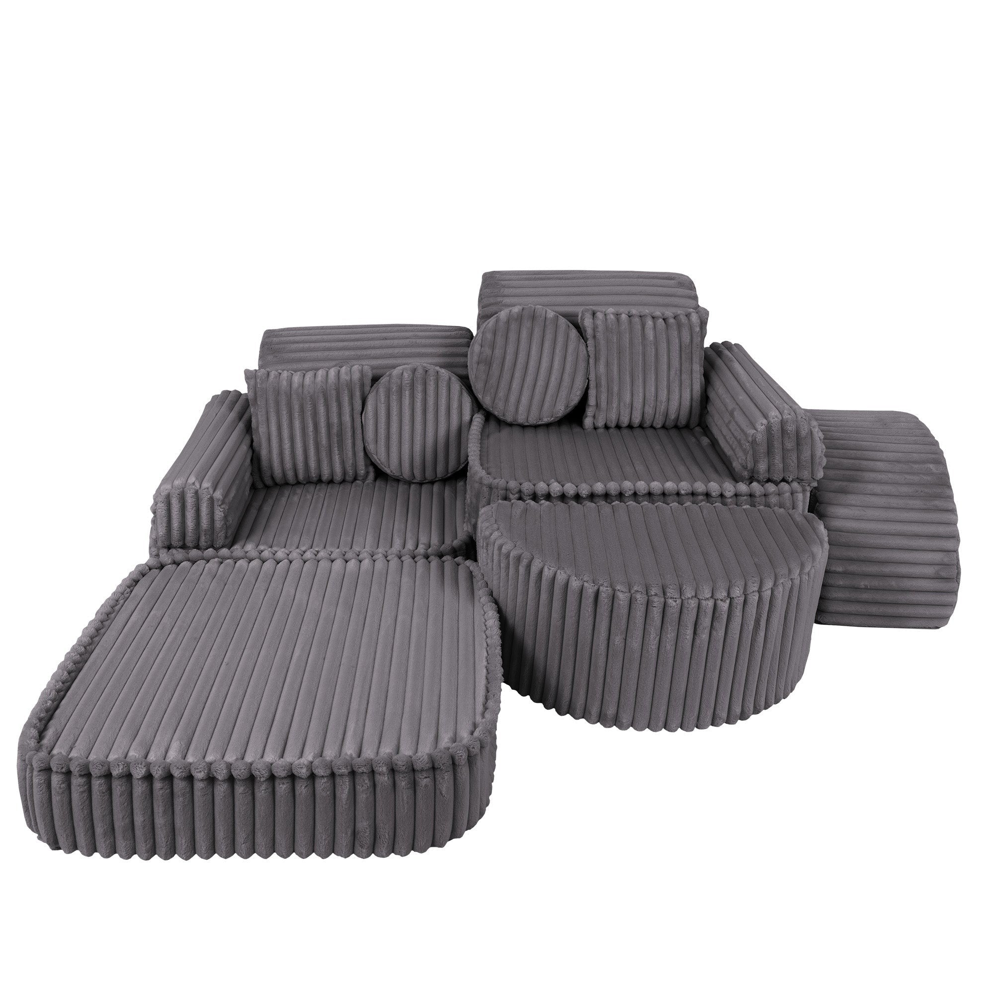 Medium Modular Sofa for Kids - Churros Jurassic Grey Plus