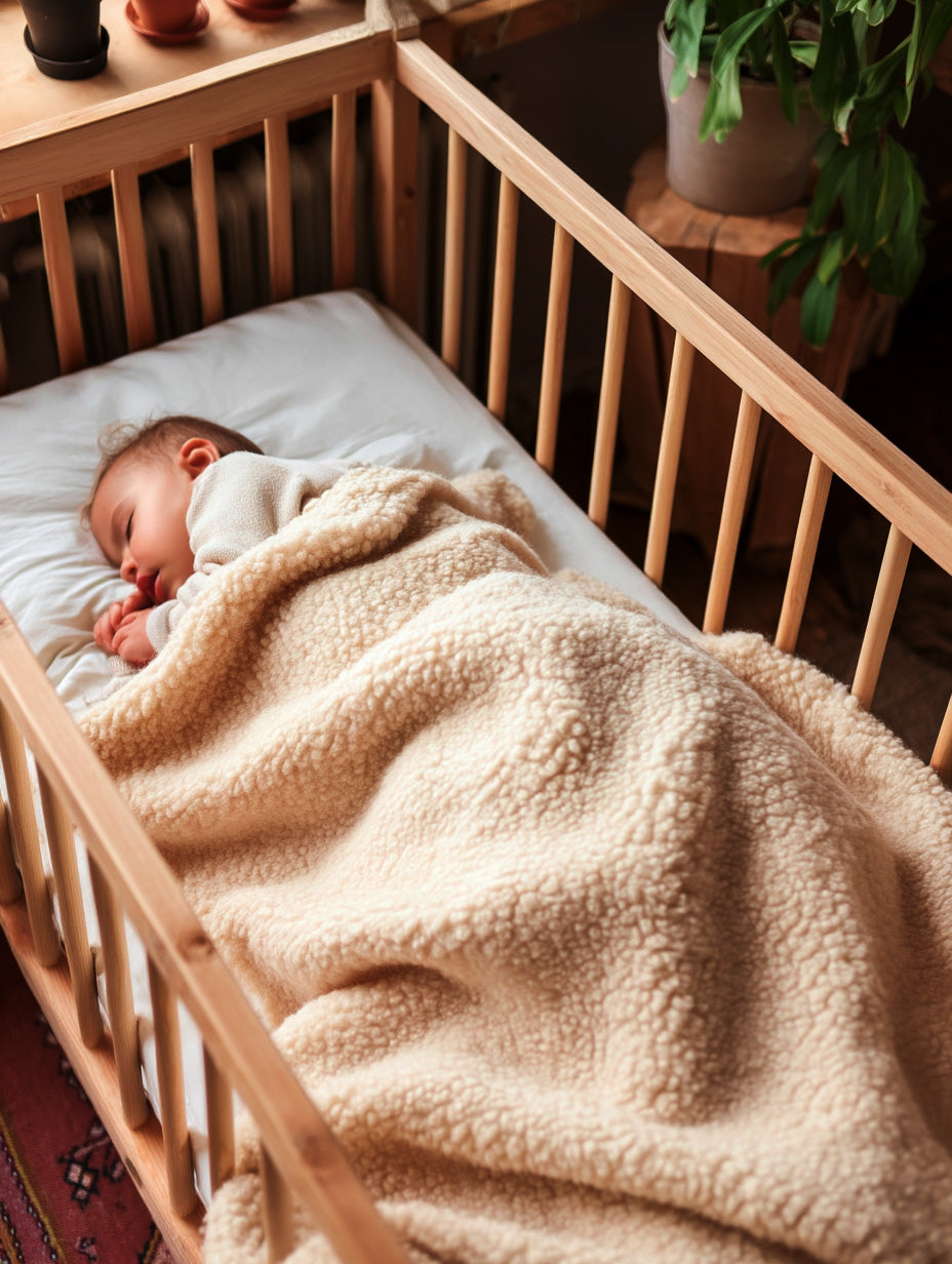 Wollen deken peuterbed | 120x150cm  | Enkellaags | 100% Merinowol | Naturel