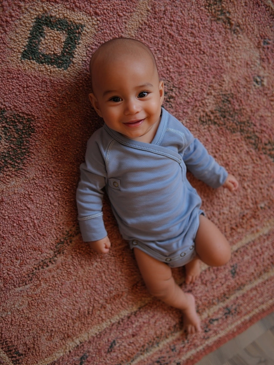 Wollen Overslagromper lange mouw | Merinowol | Blue Fog | Lille Barn