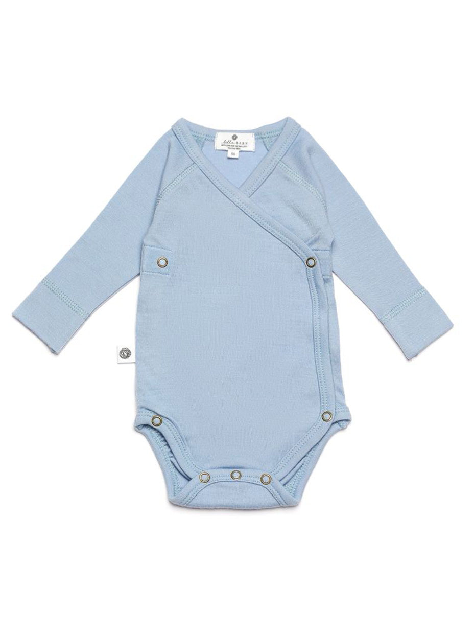 Wollen Overslagromper lange mouw | Merinowol | Blue Fog | Lille Barn