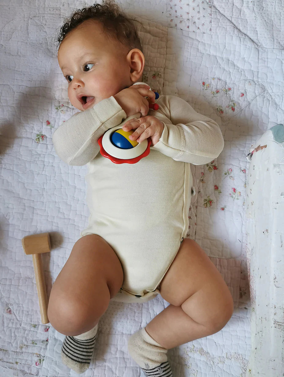 Wollen Overslagromper lange mouw | Merinowol | Naturel | Lille Barn