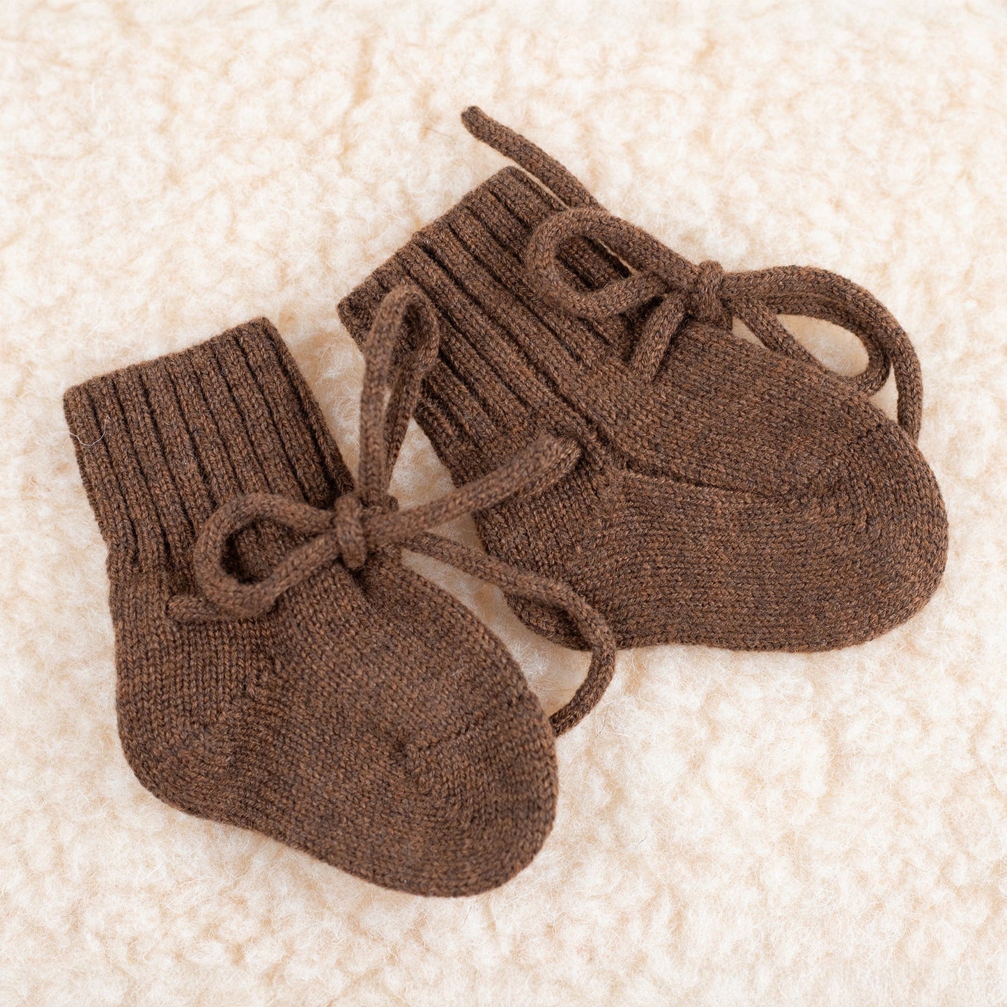 Wollen Baby sokjes | Newborn Sokjes 0-6 maanden| Merinowol | Brunette | Lille Barn