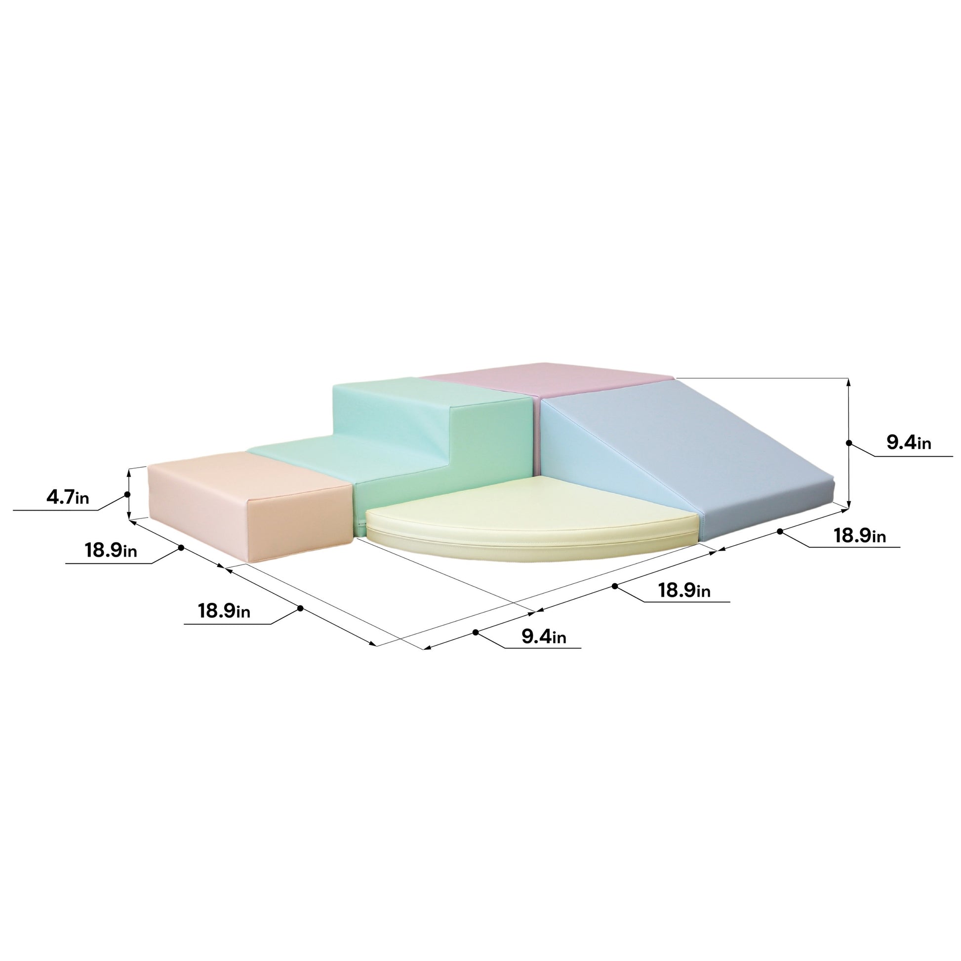 Soft Play 5 Foam Block Set - Light Pastel Corner Climber XL