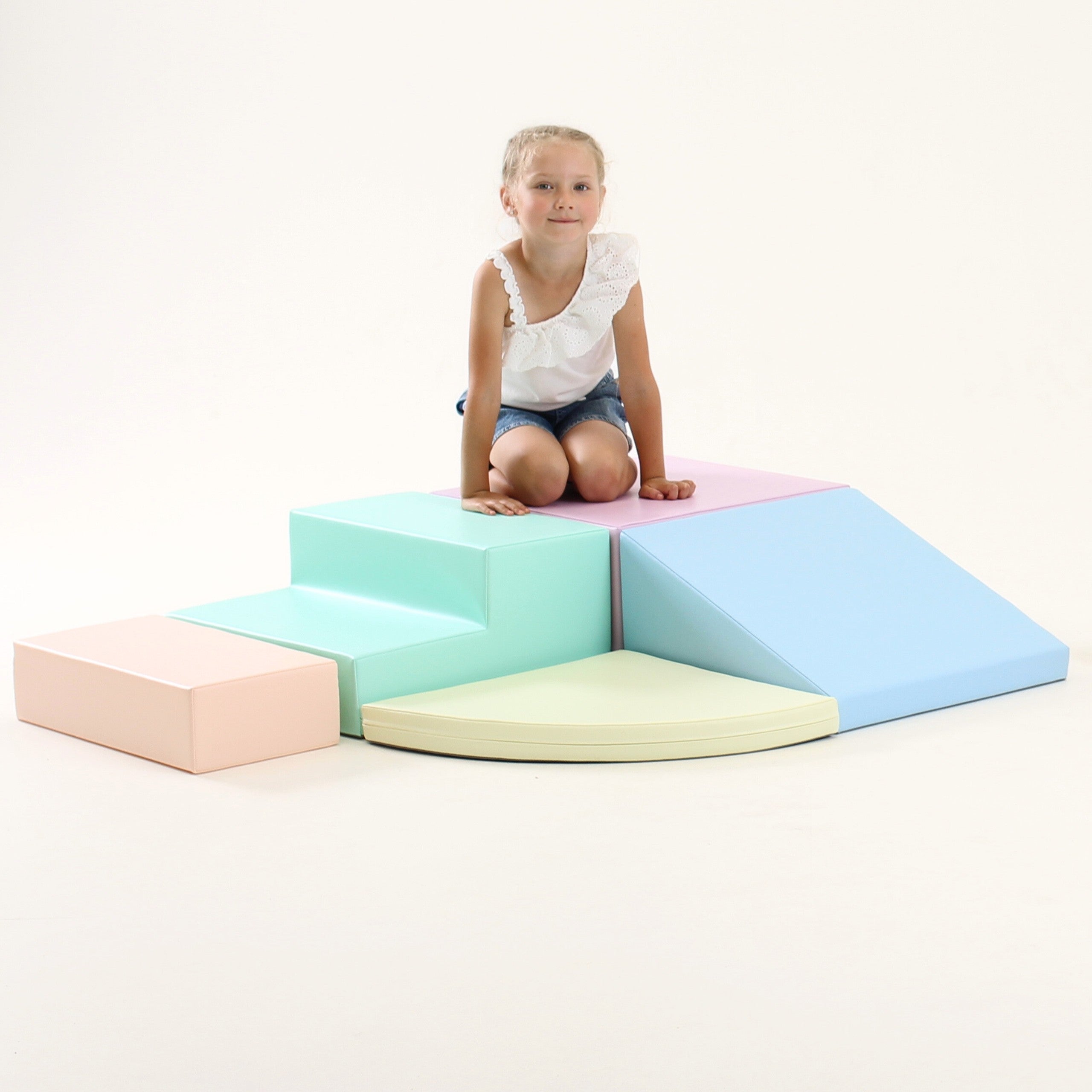 Soft Play 5 Foam Block Set - Light Pastel Corner Climber XL