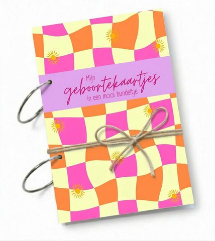 Geboortekaart bewaarbundel A5 - Roze blokjes