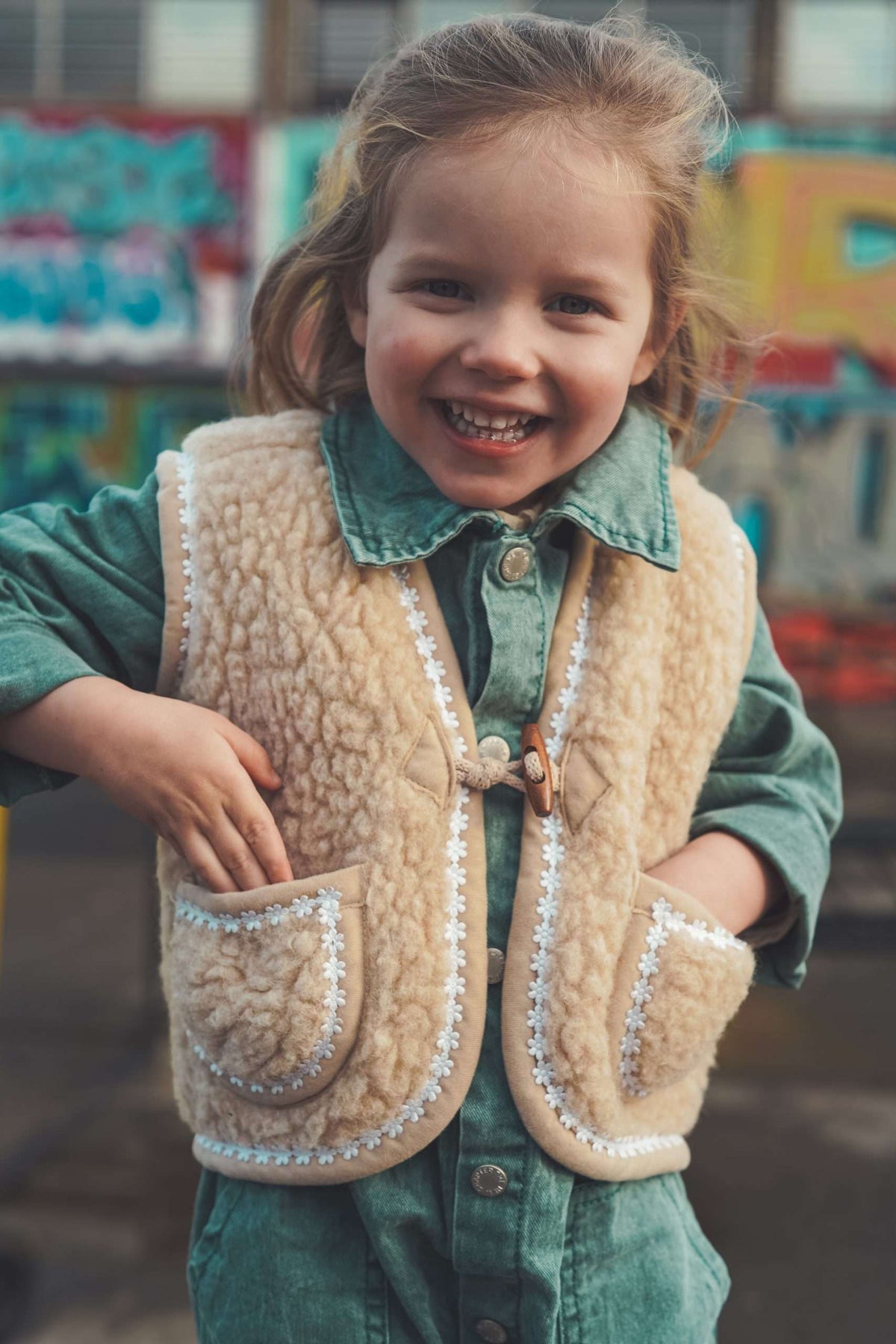 Flower Rhodante wollen bodywarmer We Are Wovens