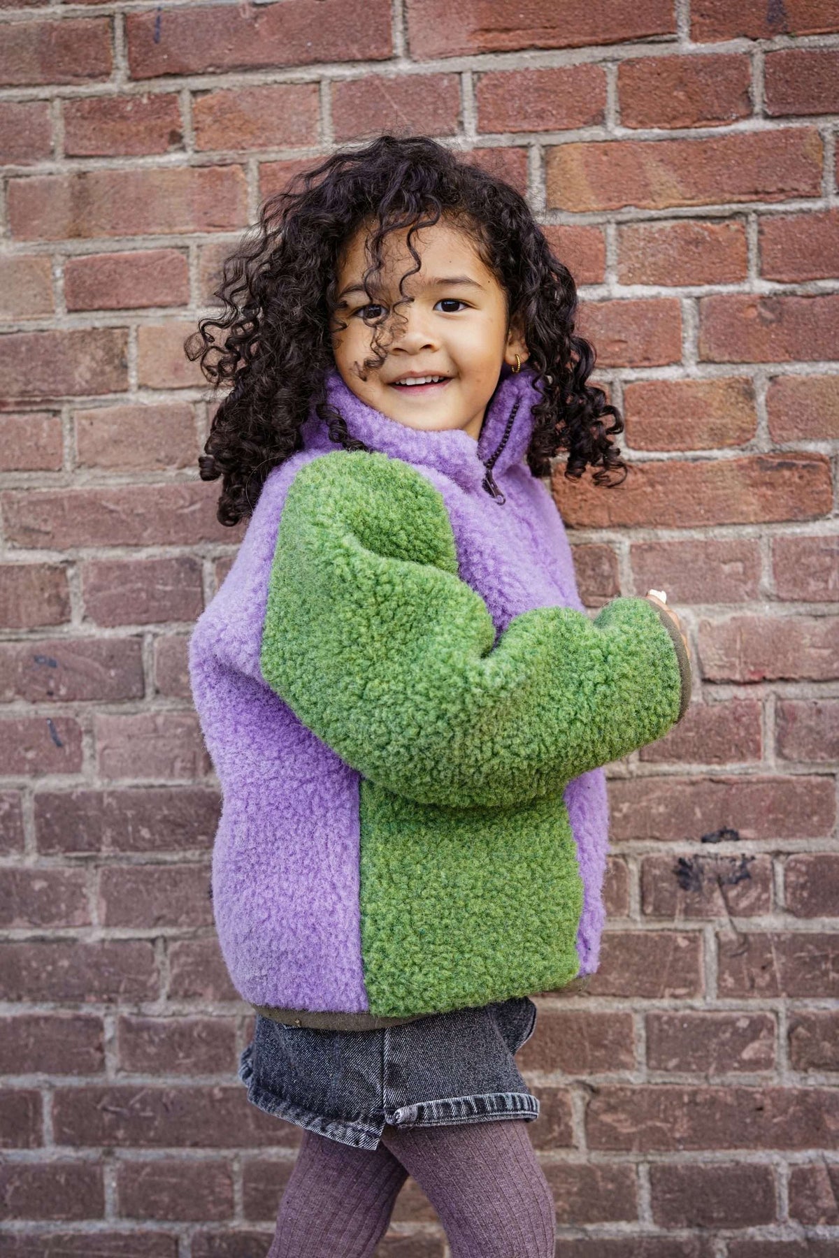 Purple / Green Tea wollen kinderjas We Are Wovens
