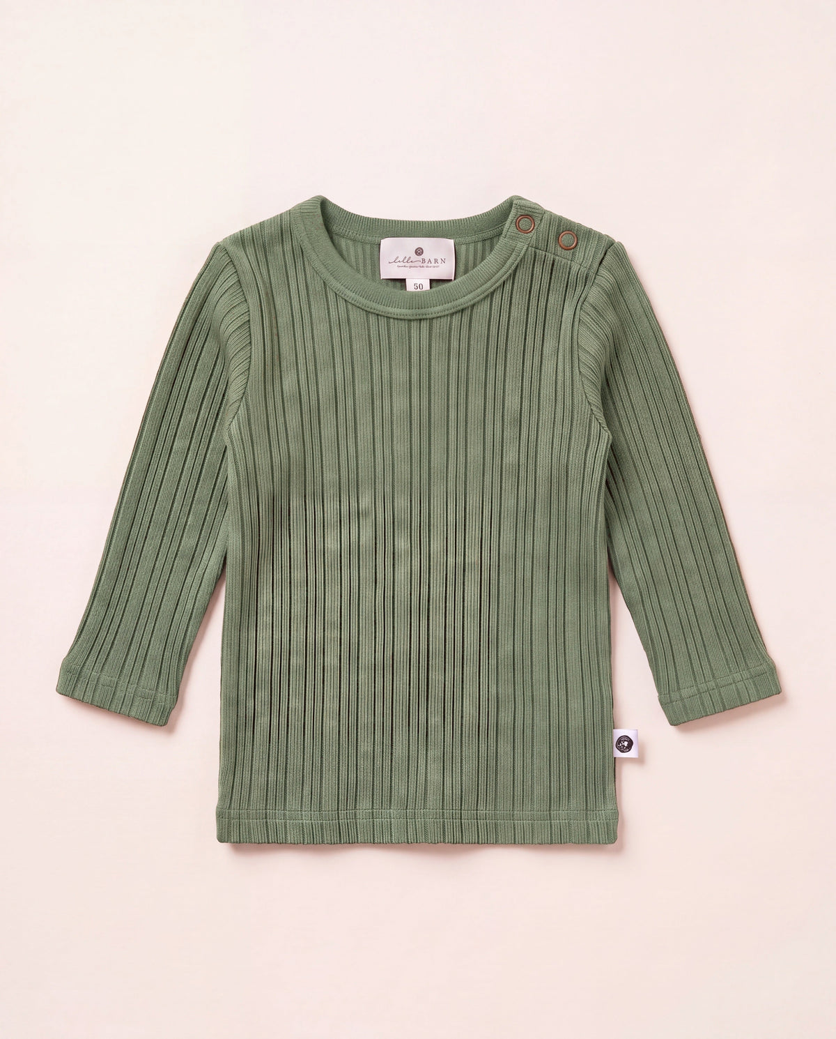 Oil Green | Driedelig wollen ribsetje | Merinowol | Lille Barn