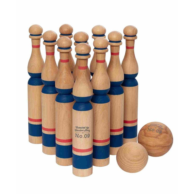 Wooden Bowling Pins - Blue