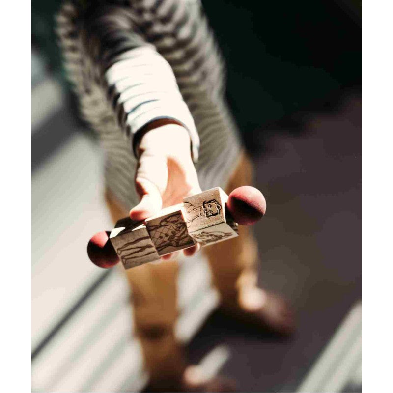 Commedia Dell'Arte Wooden Spinning Puzzle - Natural