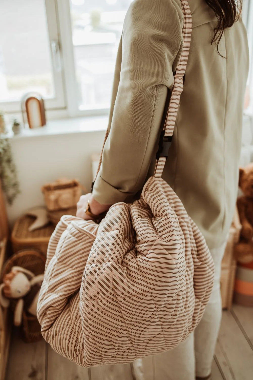 Play&Go | Speel- & Opbergkeed | Stripes Brown